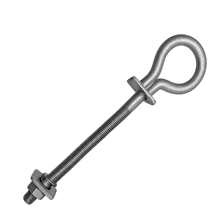Perno Ojo Galvanizado 5/8 x 7 con Tuerca | Perno de Anclaje para Redes Eléctricas 1
