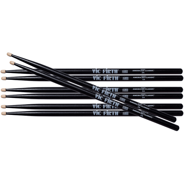 Pack de 4 Pares de Baquetas Vic Firth 5A Black