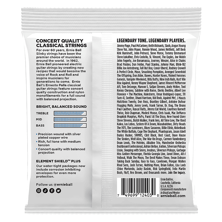 Cuerdas Nylon Guitarra Acústica 28-42 Ernie Ball P02403 Clear & Silver 2