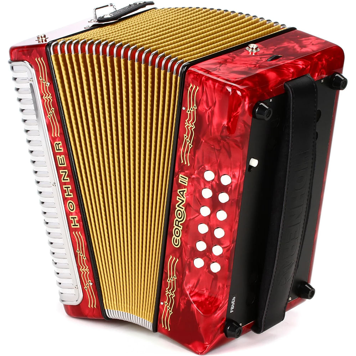 Acordeón Diatónico Hohner Corona II FBbEb A5649 Red 2