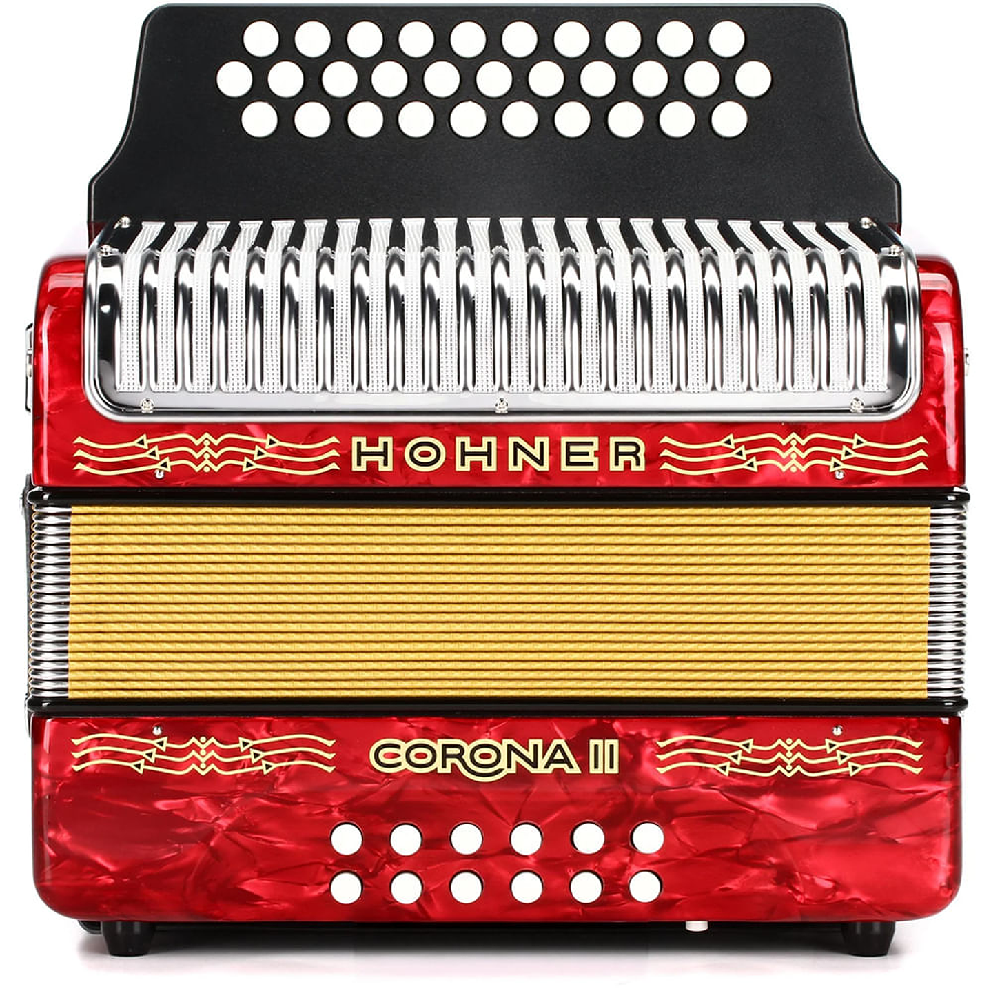 Acordeón Diatónico Hohner Corona II FBbEb A5649 Red 3