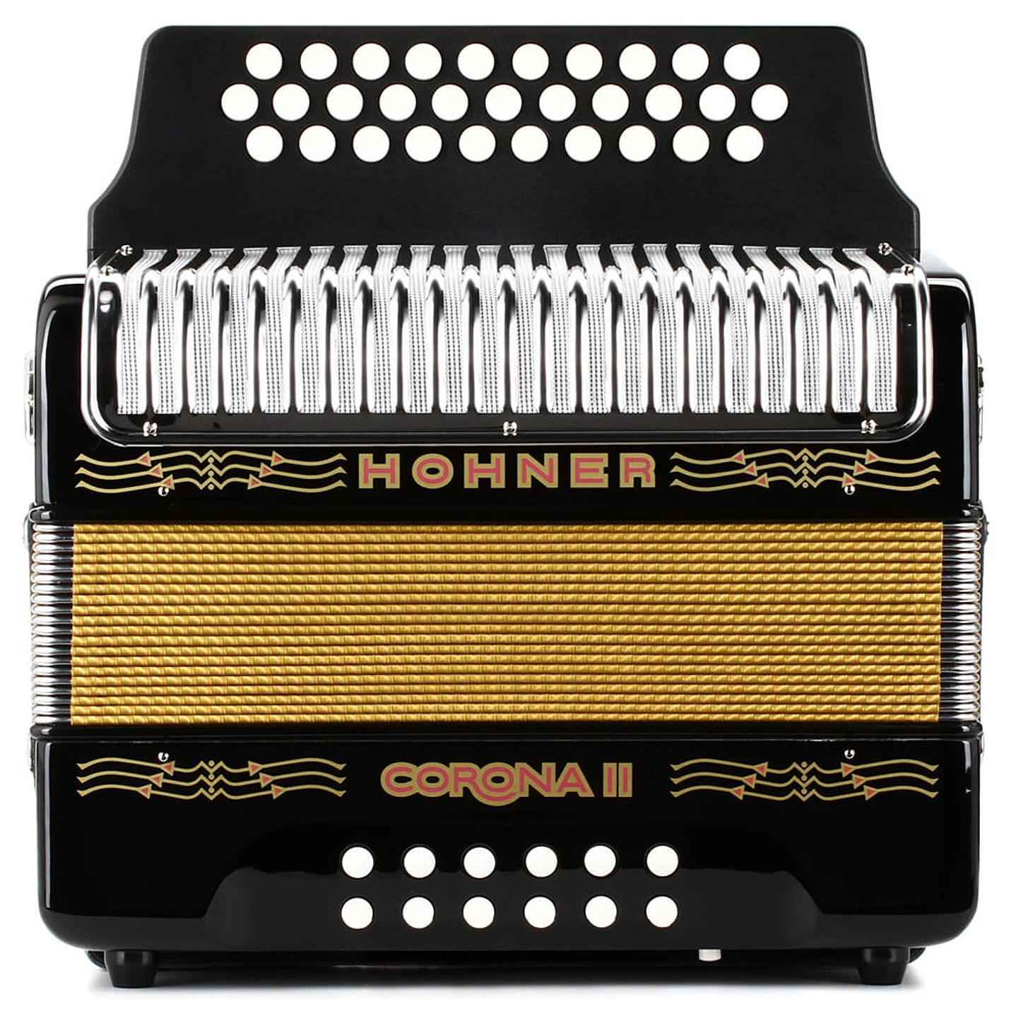 Acordeón Diatónico Hohner Corona II FBbEb A56411 Black 3