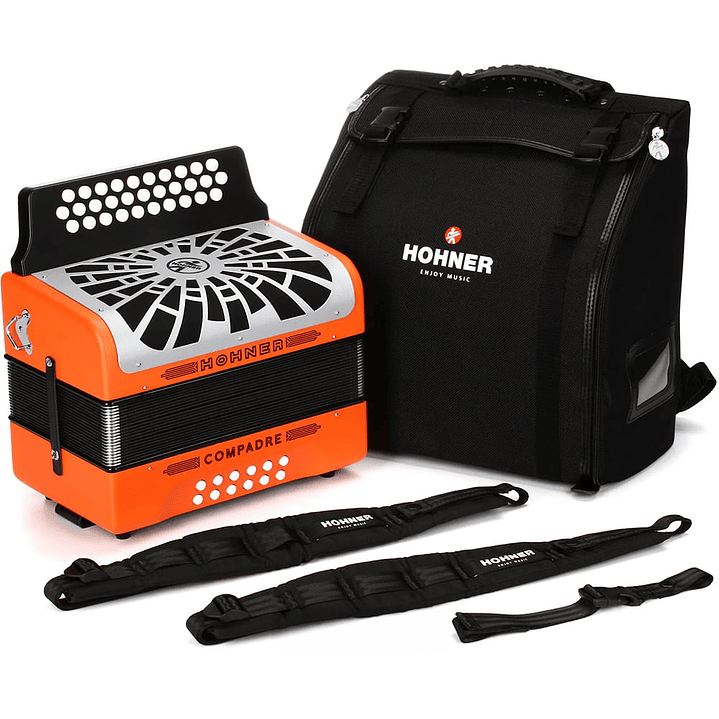Acordeón Diatónico Hohner Compadre FBbEb A48451 Orange 6
