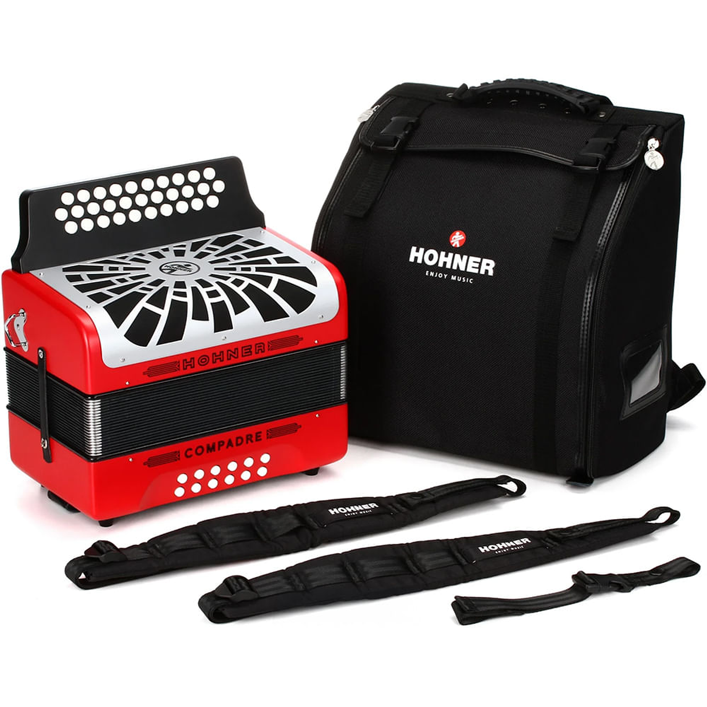 Acordeón Diatónico Hohner Compadre FBbEb A48441 Red 6