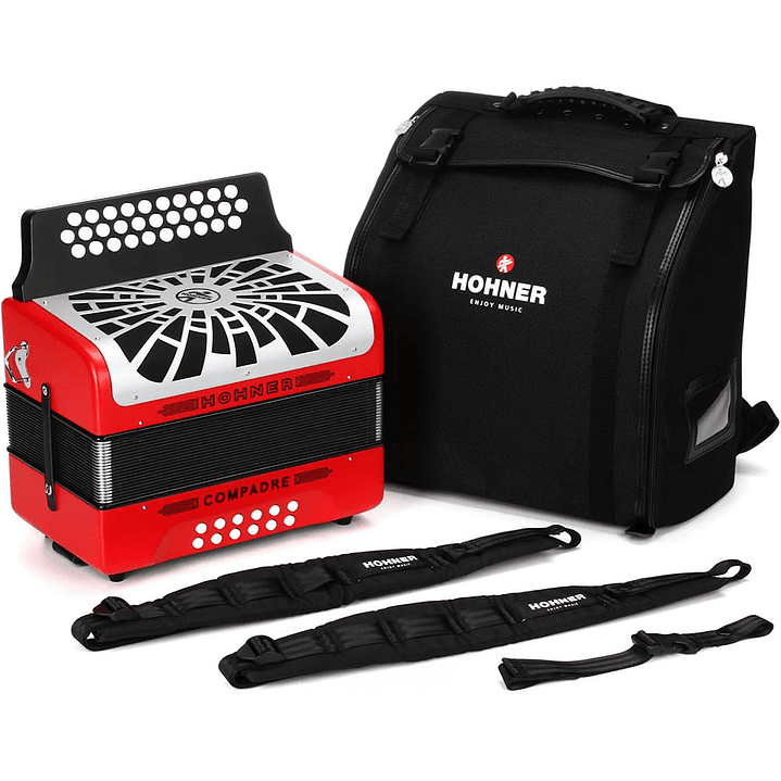 Acordeón Diatónico Hohner Compadre FBbEb A48441 Red 6