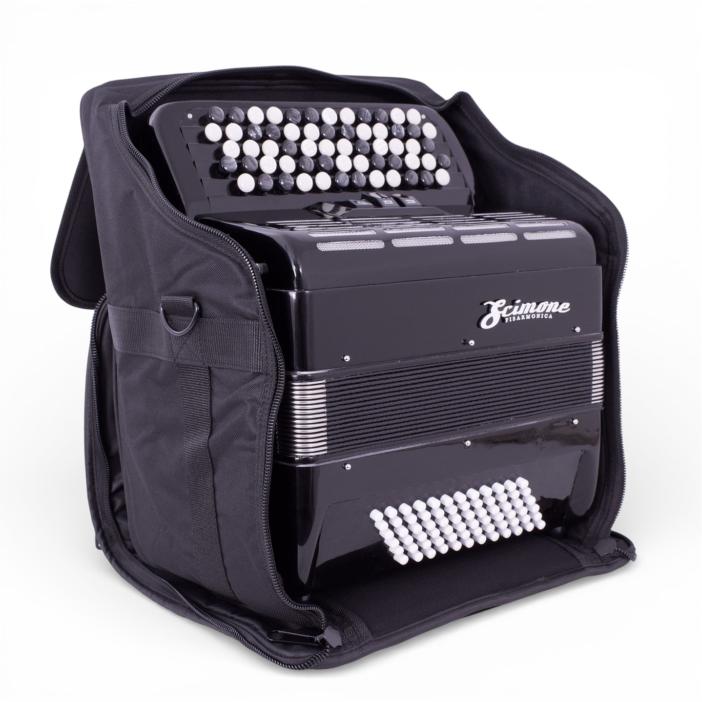 Acordeón Scimone 3072 72 bajos Black con Funda 6