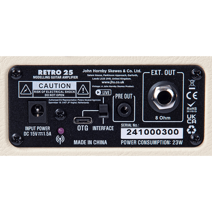 Amplificador Guitarra Eléctrica Vintage Retro 25W DSP Vintage White VMA25VW 6