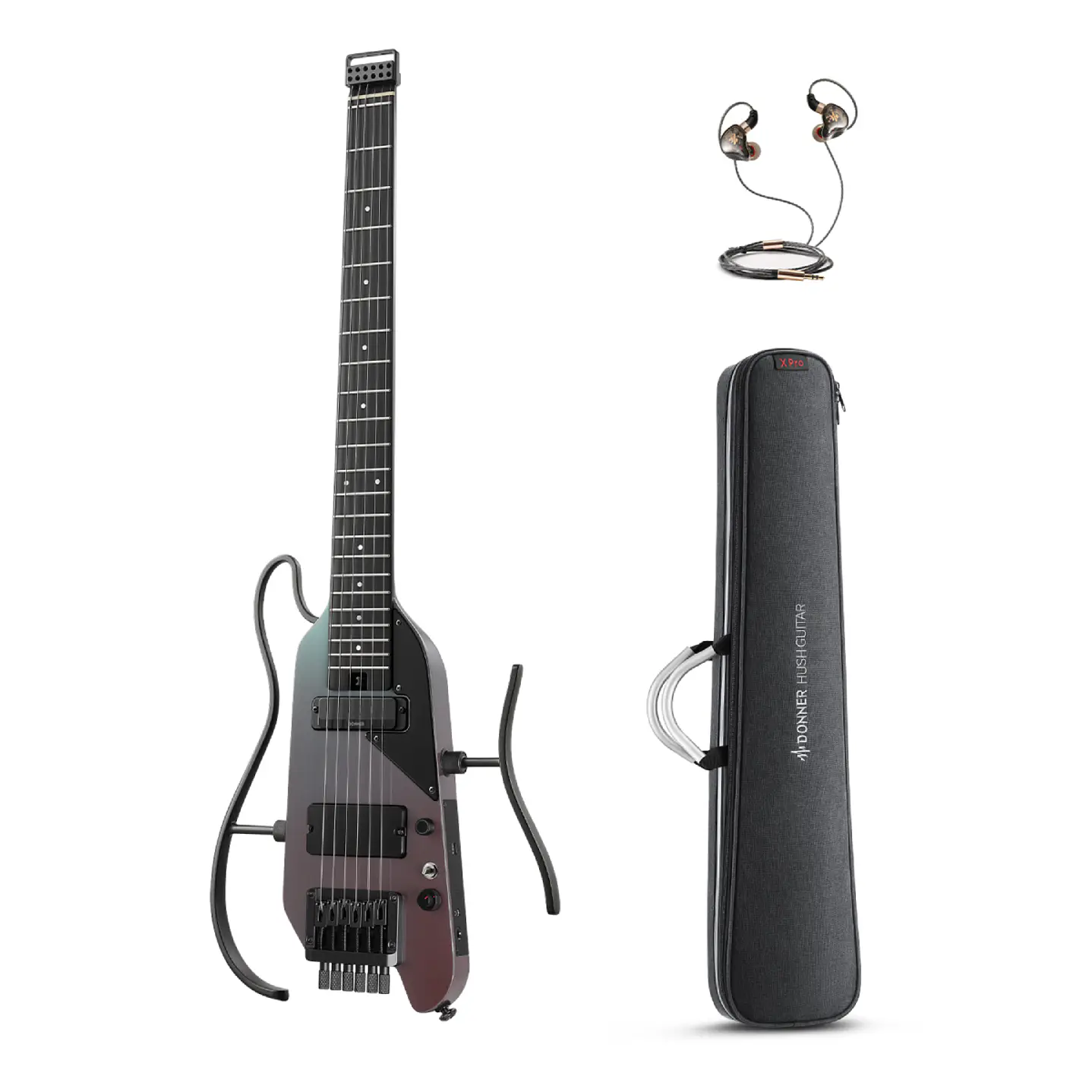 Pack Guitarra Eléctrica Donner Hush x Pro Midnight Glow EC7484 1
