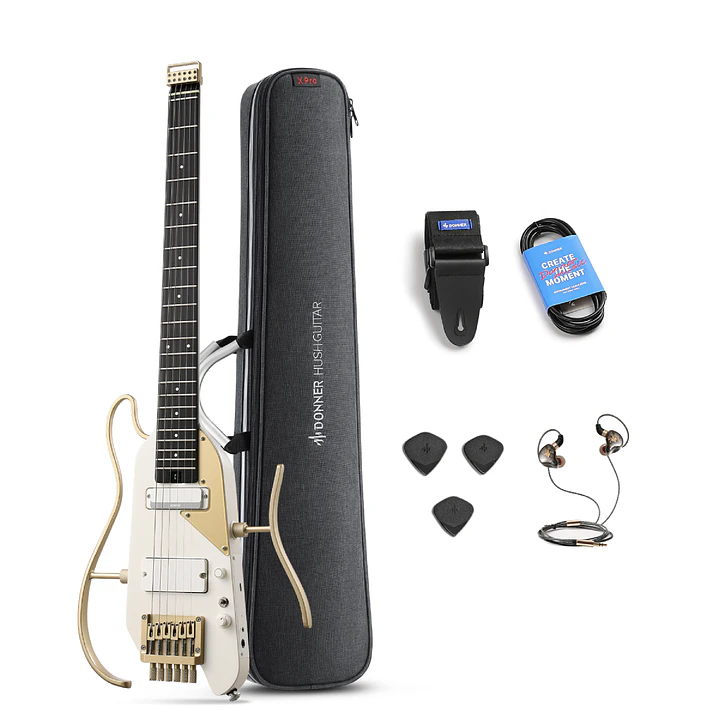 Pack Guitarra Eléctrica Donner Hush x Pro White-Luxe EC7450 1
