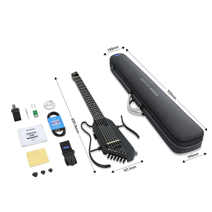 Pack Guitarra Electroacústica Donner Hush-C Black EC7252 1