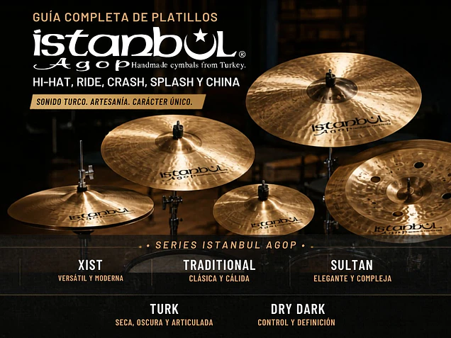 Platillos Istanbul Agop: guía completa para elegir hi-hat, ride, crash, splash y china