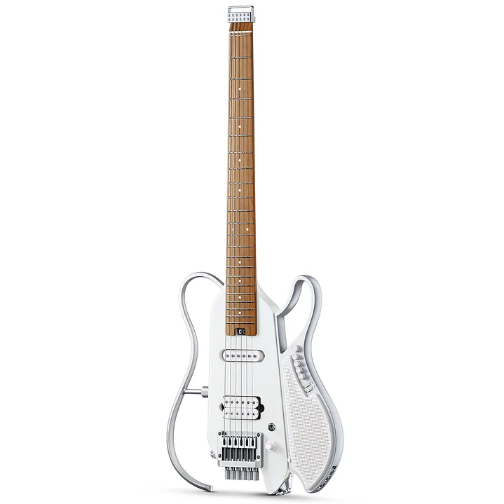 Guitarra Eléctrica Donner HUSH X LIVE White con Parlante EC7702 1