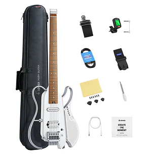 Guitarra Eléctrica Donner HUSH X LIVE White con Parlante EC7702
