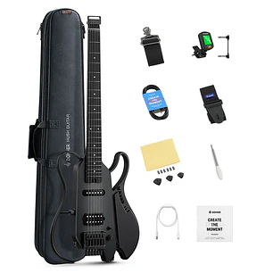 Guitarra Eléctrica Donner HUSH X LIVE Black con Parlante EC7701