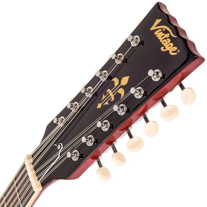 Guitarra Eléctrica Semiacústica Vintage VSA500CR-12 12 Cuerdas Cherry Red 10
