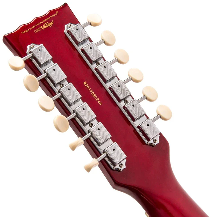 Guitarra Eléctrica Semiacústica Vintage VSA500CR-12 12 Cuerdas Cherry Red 11