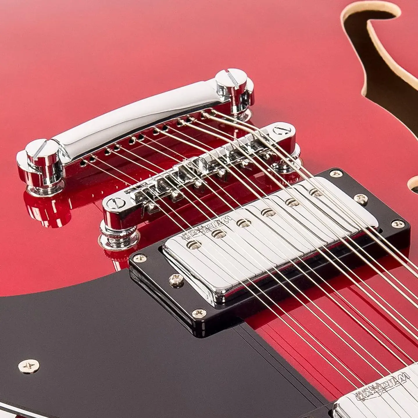 Guitarra Eléctrica Semiacústica Vintage VSA500CR-12 12 Cuerdas Cherry Red 6