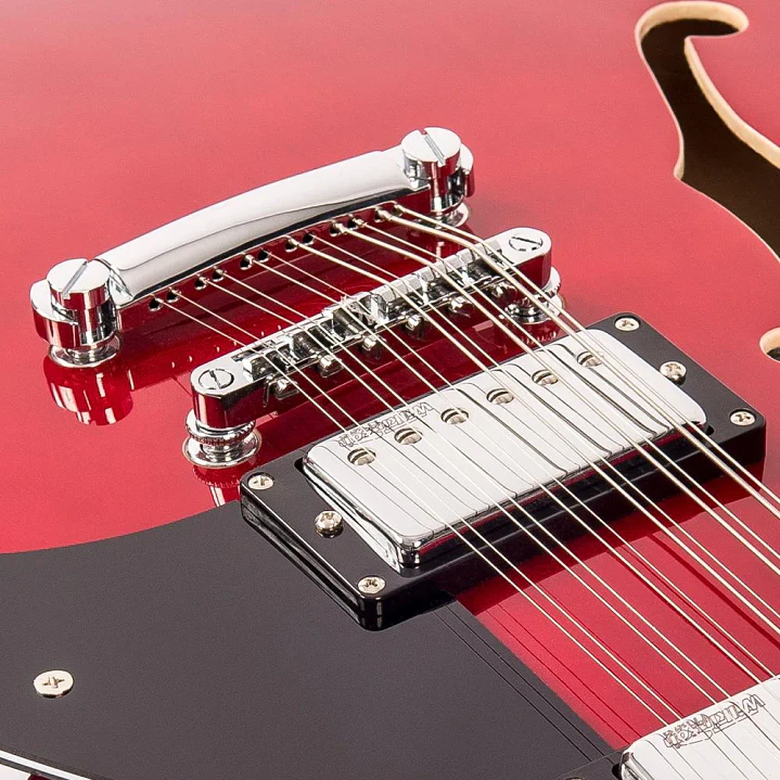 Guitarra Eléctrica Semiacústica Vintage VSA500CR-12 12 Cuerdas Cherry Red 6