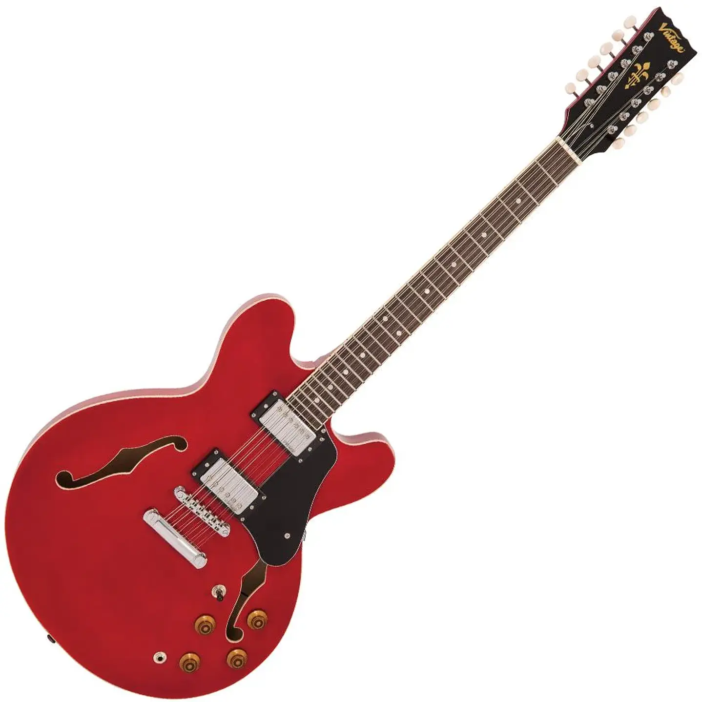 Guitarra Eléctrica Semiacústica Vintage VSA500CR-12 12 Cuerdas Cherry Red 1