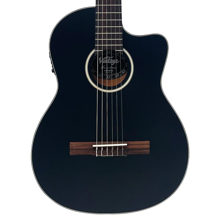 Guitarra Electroacústica Vintage Santos Slim Body VSE440BK Negra 3
