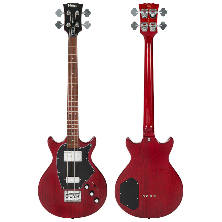 Bajo Eléctrico Vintage REVO Callan VRB70CR See Thru Cherry Red 4