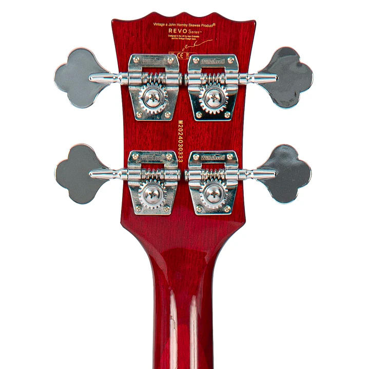 Bajo Eléctrico Vintage REVO Callan VRB70CR See Thru Cherry Red 8