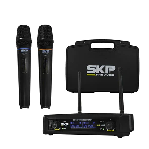 Sistema de 2 Micrófonos Inalámbricos SKP UHF 300D