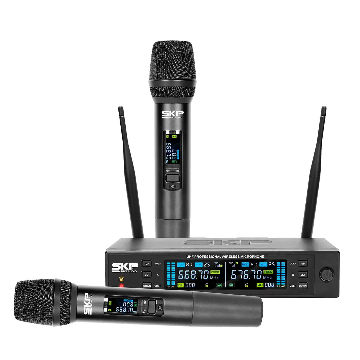 Sistema de 2 Micrófonos Inalámbricos SKP Clarity II UHF 1