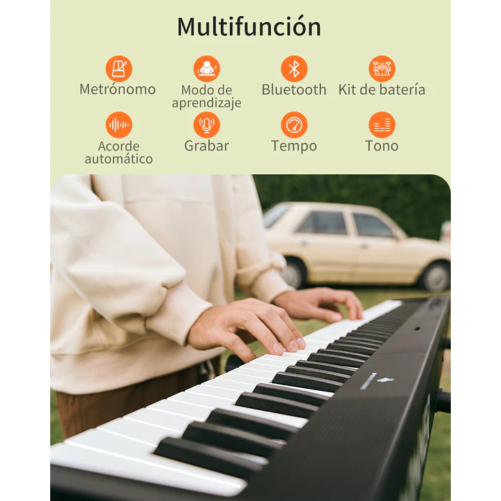 Pack Piano Digital Plegable Donner DP-10 88 Teclas Negro 3