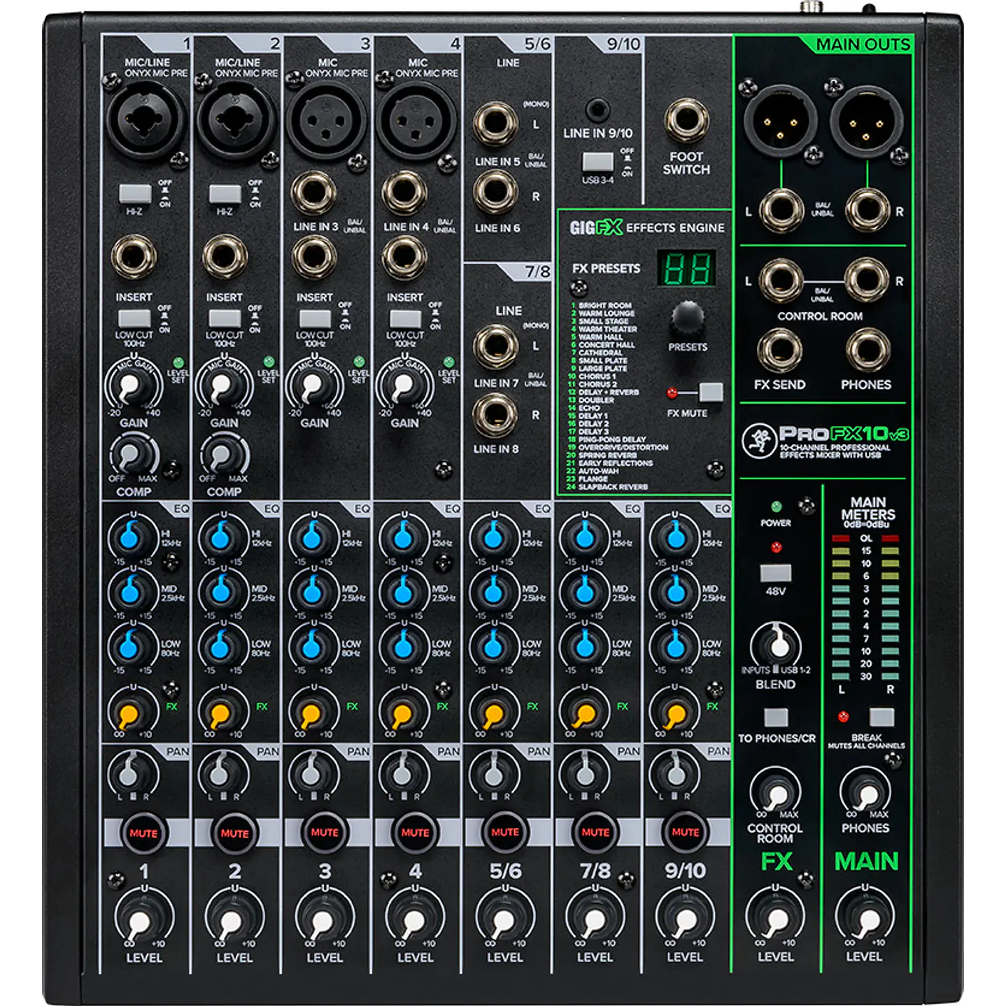 Consola Análoga Mackie ProFX10v3 de 10 Canales con USB y Efectos 1