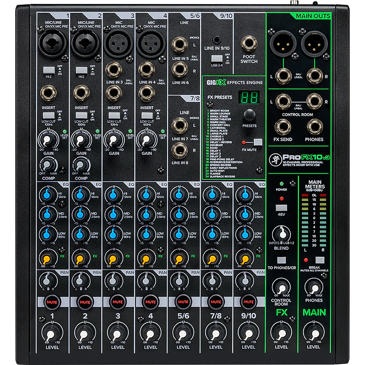 Consola Análoga Mackie ProFX10v3 de 10 Canales con USB y Efectos 1