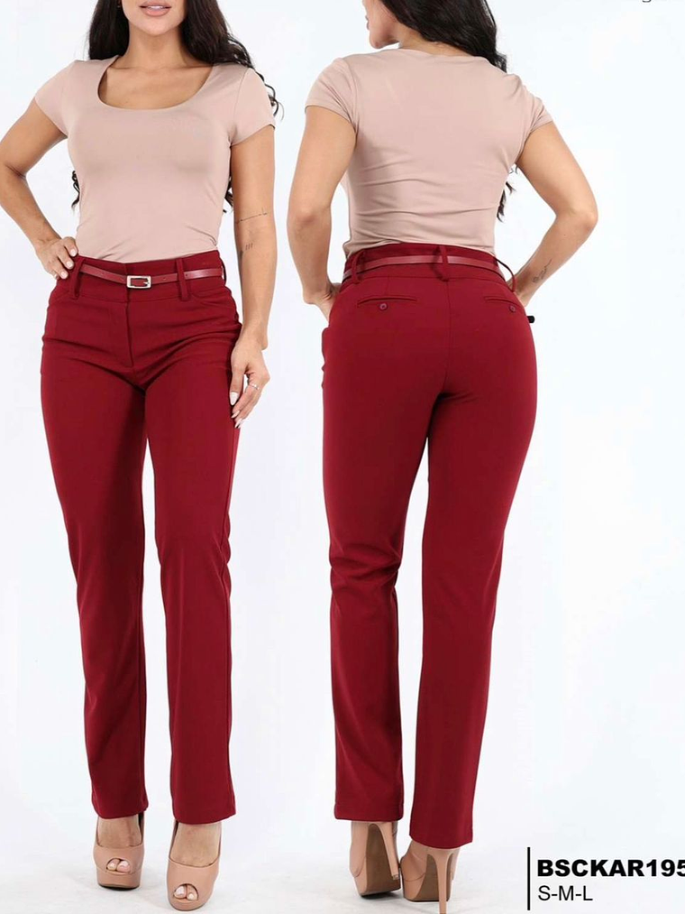 PANTALON VINOTINTO CON CORREA A JUEGO  1