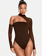 BODY CON MANGAS Y CUELLO CON ESCOTE ASIMETRICO - Miniatura 1