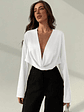 BLUSA CON ESCOTE PLUNGE MANGA LARGA - Miniatura 2