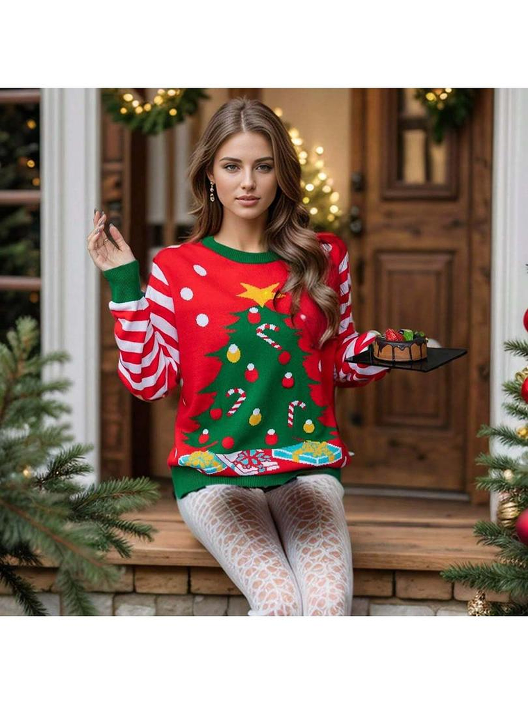 SWEATER NAVIDEÑO COLORIDO CON ARBOL DE NAVIDAD 1
