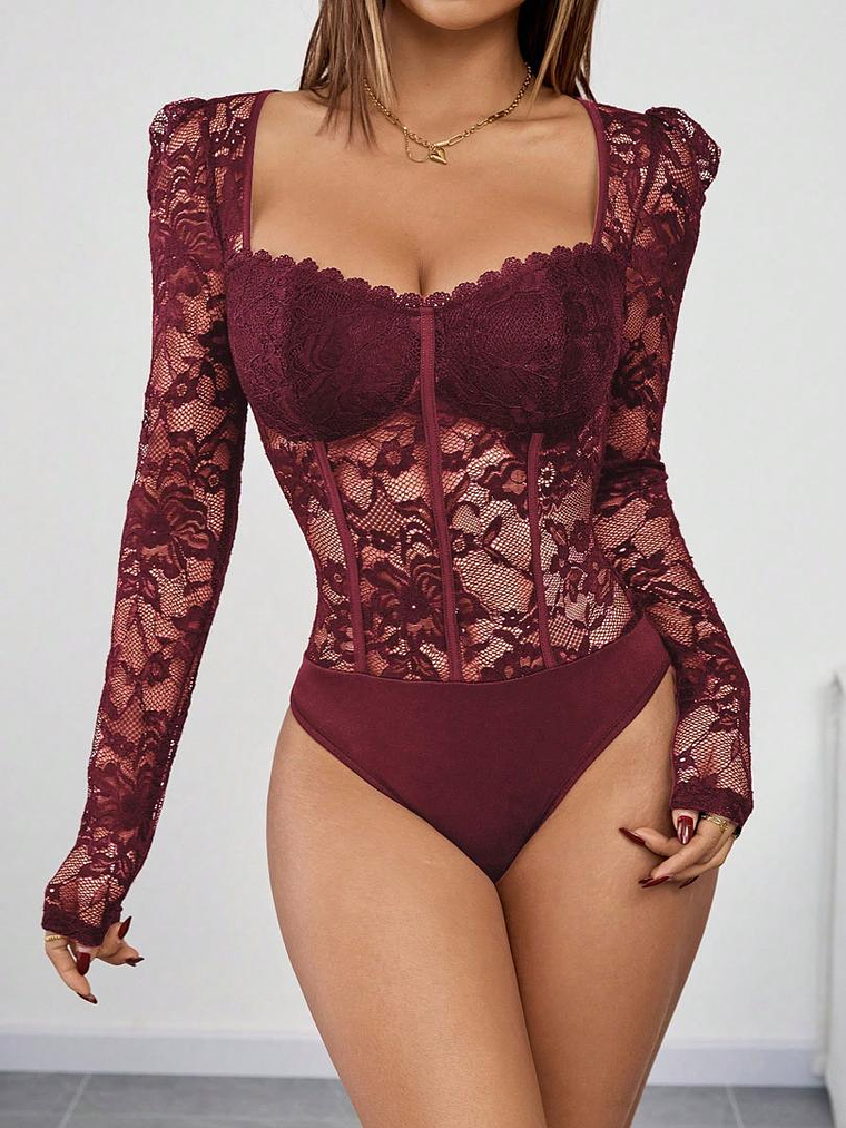 BODY DE ENCAJE MANGA LARGA ESTILO CORSET 1