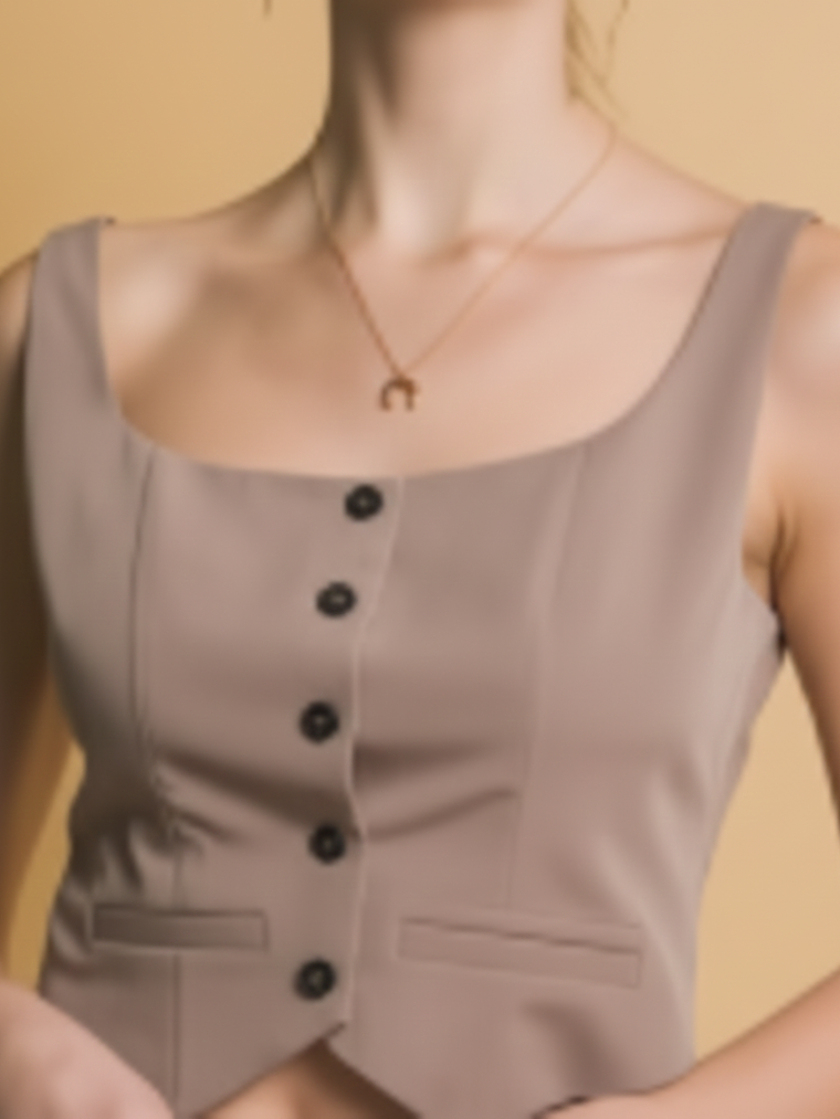 CHALECO DE ESCOTE RECTO CORTO 2