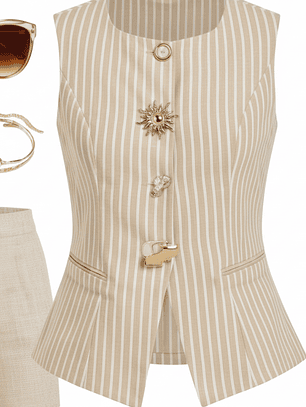 CHALECO DE BOTONES GRANDES A RAYAS