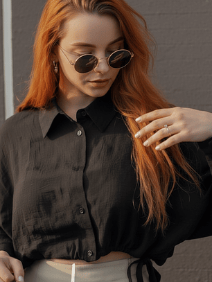 CAMISA CORTA MANGA LARGA DE LINO