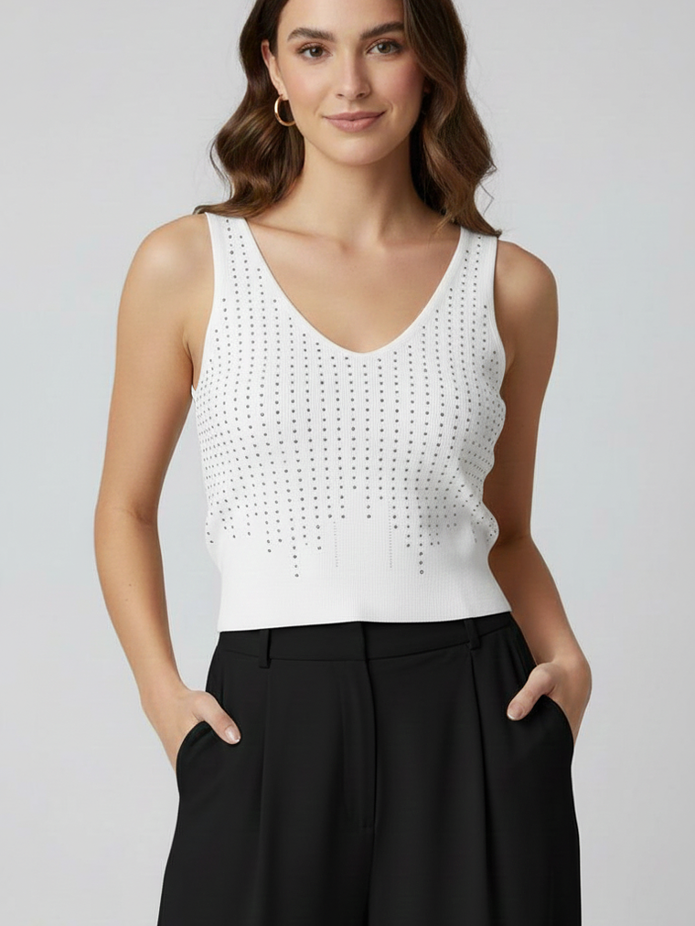 BLUSA SIN MANGAS CON BRILLO CORTA 2