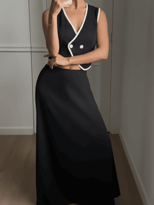 SET DE FALDA LARGA Y CHALECO SEMI-FORMAL