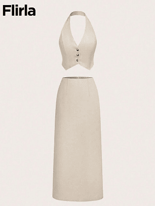 SET DE CHALECO CORTO Y FALDA RECTA ELEGANTE