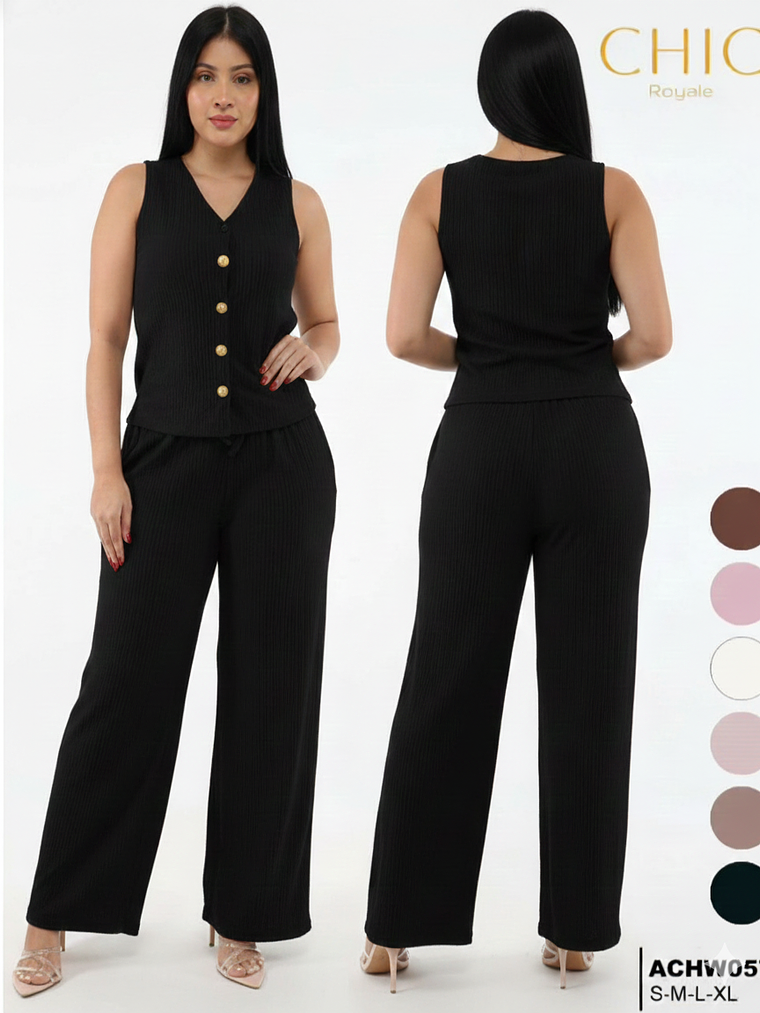 SET SEMI FORMAL DE CHALECO Y PANTALON LARGO  2
