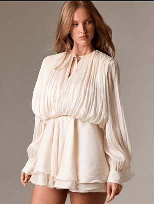 VESTIDO MANGA LARGA ESTILO BURBUJA CORTO