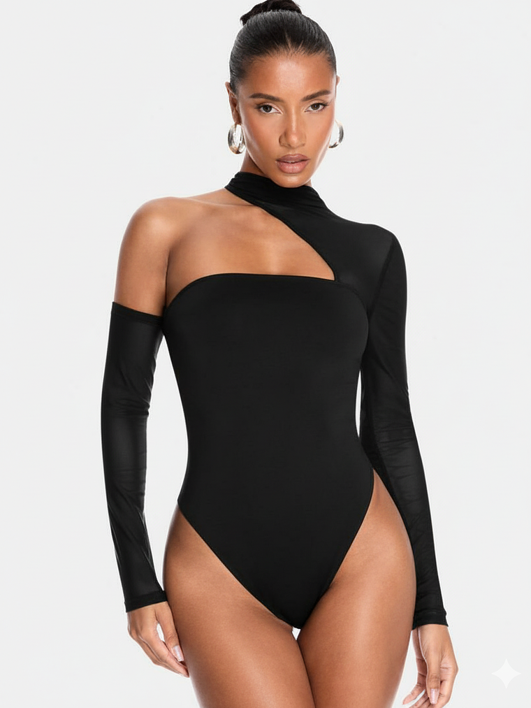 BODY CON MANGAS Y CUELLO CON ESCOTE ASIMETRICO 2