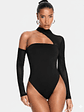 BODY CON MANGAS Y CUELLO CON ESCOTE ASIMETRICO - Miniatura 2