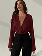 BLUSA CON ESCOTE PLUNGE MANGA LARGA - Miniatura 3