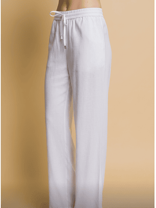 PANTALON DE LINO CORTE RECTO AJUSTABLE EN LA CINTURA 