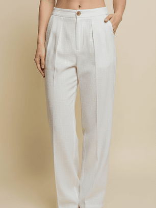 PANTALON DE LINO DE BOTON CON PRETINA DE ELASTICA 