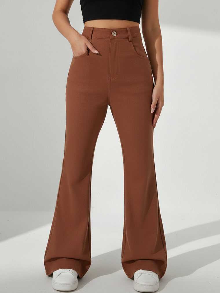 PANTALON DE PRETINA ALTA CON BOTA ESTILO CAMPANA 1